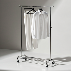 Estantes de ropa de <span class=keywords><strong>Metal</strong></span> ecológicos de último diseño de seguridad superior, soporte de suspensión de exhibición de 2 vías, estantes de ropa de marca - Product Image 1