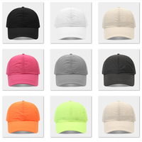 Gorra de béisbol transpirable de 6 paneles sin estructura para hombre, con protección solar, de secado rápido, deportiva, con orificios cortados con láser, al por mayor