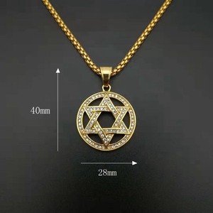 Collar Fino <span class=keywords><strong>de</strong></span> Acero Inoxidable para Hombre y Mujer, Estrella <span class=keywords><strong>de</strong></span> Pentagrama, Círculo Redondo <span class=keywords><strong>de</strong></span> Dos Tonos, Joyería Unisex A LA Moda - Product Image 6