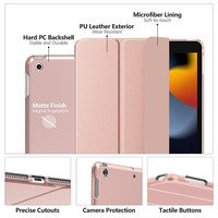 Coque de protection rigide pour iPad 10.2, transparente, avec éveil et veille automatique, 9e génération, 2021, 10.5