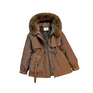 Abrigo Cálido de Invierno para Mujer H-2553, Nuevo Estilo con Cuello de Pelo Grande, Abrigo de Una Pieza con Interior de Terciopelo, Versátil y a la Moda - Product Image 3