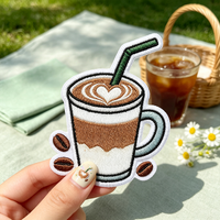 Patch brodé personnalisé en gros pour les amateurs de café, badges en tissu tendance, appliques thermocollantes brodées sur mesure