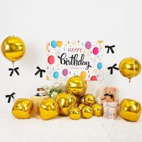 Vente en gros de 12 ballons circulaires en feuille d'or 4D, ballons en métal doré pour anniversaire, remise de diplôme, mariage, décoration de fond