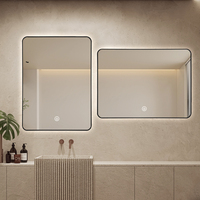 Miroir de salle de bain LED pour projet hôtelier, anti-buée, à commande tactile, éclairé, pour rénovation de salle de bain