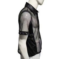 T-shirt en Maille Transparente Imprimé Carreaux Exotiques, Vêtement de Club Sexy pour Soirée, Lingerie de Performance, Débardeur Tendance