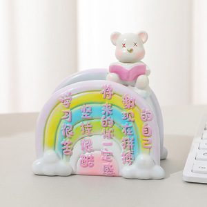 Portalápices de Oso Adorable, Arte Popular, Escultura de Resina Epoxi, Recuerdo Artístico para Niñas, Cumpleaños, Niños de Clase, Niños, Creativo, Festivo - Product Image 1