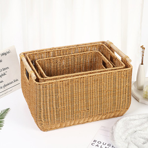 Factory Wholesale Woven Basket Organizer Storage Basket for Pantry Plastic Bath Towel and Clothing