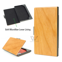 Porte-cartes de visite en bois fait main, vierge, pour cartes bancaires, de crédit et de visite, type portefeuille