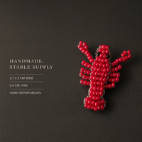 Porte-clés pendentif de sac tendance en forme de homard perlé fait main rouge