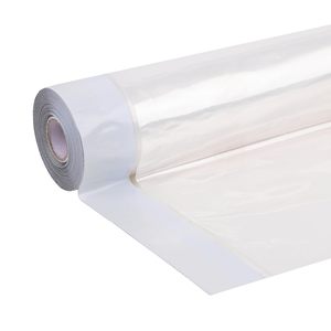 Pre-<b>Taped</b> Drop Cloth 5.25 Ft X 19.68 Ft <b>Clear</b> Plastic For Indoor Outdoor Painting Protection - Product Image 2