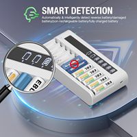 Pengisi Daya LCD Independen EBL 12-Bay untuk Baterai Isi Ulang AA/AAA Ni-MH Ni-CD dengan Fungsi Pengosongan Daya - untuk Mikrofon