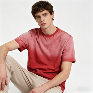 Custom <b>Logo</b> Men's Red Tie-Dye Short Sleeve T-Shirt 100% Cotton O-Neck Casual Jersey Knitted Breathable Solid Color T-shirt - Product Image 1