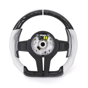 Volant de sport en cuir blanc forgé en fibre de carbone <span class=keywords><strong>M</strong></span> pour <span class=keywords><strong>BMW</strong></span> F10 F20 F21 F30 F36 M2 F87 M3 F80 M4 F82 F85 E70 E90 E91 E92 - Product Image 2