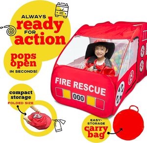 Tienda de campaña con botón de sonido para niños y niñas, camión de bomberos - Product Image 2