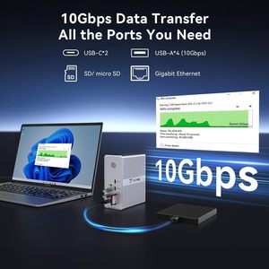 Base de Conexión DisplayLink para 3 Monitores, Adaptador de Corriente de 120W, Más de 10 Puertos, Compatible con <span class=keywords><strong>MacBook</strong></span> <span class=keywords><strong>Pro</strong></span>/Air Thunderbolt 4/3 <span class=keywords><strong>USB</strong></span>-<span class=keywords><strong>C</strong></span>/DP/<span class=keywords><strong>USB</strong></span>, en Stock - Product Image 6