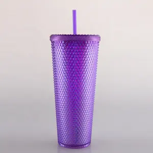 Vendita calda di buona qualità OEM ODM ningbo durian cup nuovo 24oz glitter durian grid cup plastica personalizzata