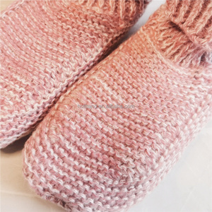 Chaussons-chaussettes d'hiver épais tricotés pour <span class=keywords><strong>femme</strong></span>, doublés de fausse fourrure, antidérapants, pour la maison - Product Image 2