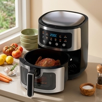 Friteuse à air 10L en acier inoxydable, sans huile, électrique, avec commande tactile intelligente, fenêtre visible, cuisson rapide, économie d'énergie