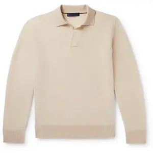 Italy Stylish Mens Cashmere Polos Long Sleeve Polo Shirts Men Polo Shirt Design