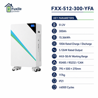 Batterie au lithium LiFePO4 51,2 V 300 Ah 15,36 kWh, pack de batteries de stockage d'énergie solaire avec BMS 200 A intégré, compatible avec Deye Growatt