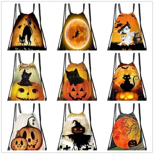 Bolsa de Festival de Halloween, regalo personalizado, no tejido, cordón de Navidad