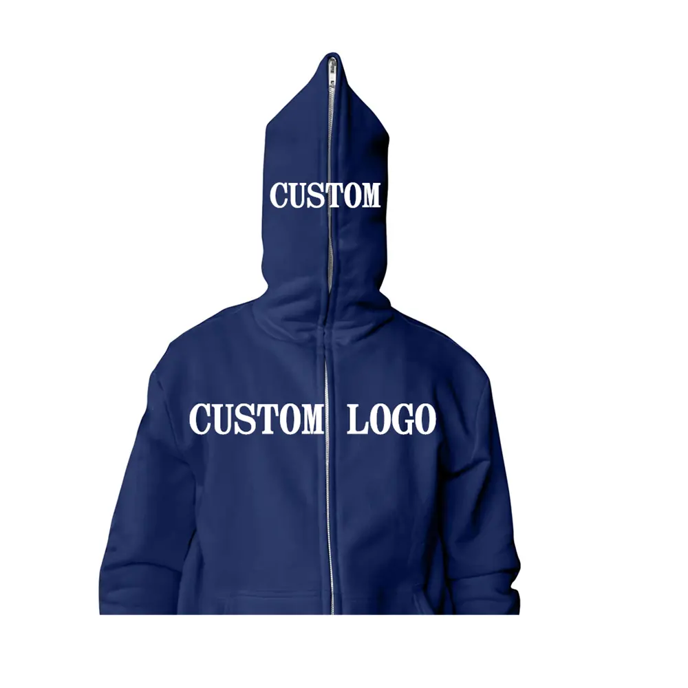 Streetstyle Custom Design Logo Unisex Blanco Full Face Zip Hoodies Groothandel Schedel Full Rits Hoodie Fabrikant