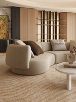 Sofá de Tela de Lujo Estilo Italiano, Importado, de Algodón y Lino, Forma Curva, Moderno, Oriental, de Una Plaza, Minimalista, para Villa