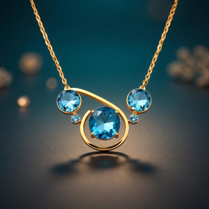 Collar de Fiesta de Plata de Ley 925 con Topacio Azul Cielo Natural, Diseño Moderno y Elegante para Mujer, Chapado en Rodio - Product Image 3