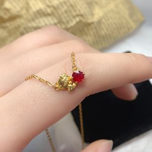 Middle East Market Fashion <strong>Ruby</strong> Collar <strong>Necklace</strong> Elegant Choker <strong>Necklace</strong> S925 Sterling Silver Jeweled Pendant <strong>Necklace</strong> - Product Image 1