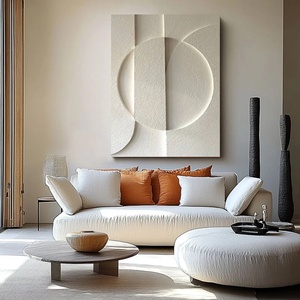 Cuadro Grande Hecho a Mano en 3D, Pintura de Yeso Texturizado Beige sobre Lienzo, Decoración de Pared Abstracta Moderna, Regalo Único para el Hogar - Product Image 5