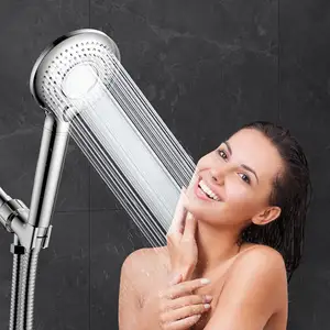 Cabezal de ducha de mano Holmine, superficie suave ABS, nuevo filtro de ducha de mano cromado sin desviador, cabezal de ducha de 3 funciones