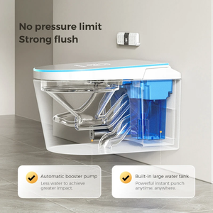 Toilette de salle de bain murale intelligente en céramique de luxe avec toilette murale de salle de bain automatique intelligente électrique - Product Image 6