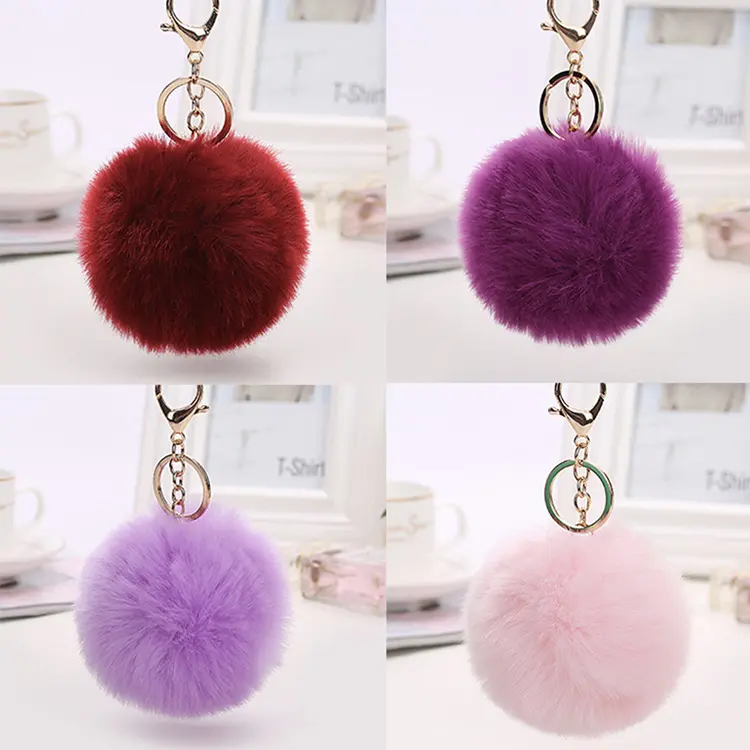Fornitori Design gratuito Multi colore personalizzato donne ragazze regalo peloso Puff Ball Pom Pom portachiavi