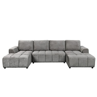 Canapé convertible en velours écologique de style européen, deux places, en forme de U, chaise longue, meubles sur mesure pour salon de villa
