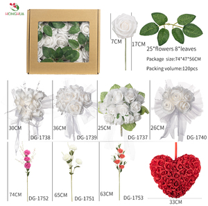 Bouquets <span class=keywords><strong>de</strong></span> mariage DIY Honghua, fleurs artificielles blanches au toucher réel, 25 pièces, 50 pièces, roses artificielles en mousse <span class=keywords><strong>ivoire</strong></span> réalistes avec tiges - Product Image 4
