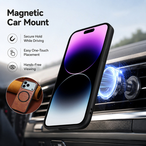 Denior Premium Faux Leather Magnetic Wireless Charging Phone Case Luxury Styling, Compatible with <strong>Apple</strong> 17/16/15/14/13/12 Series - Product Image 4