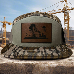 หมวกเบสบอลลายพรางสีเขียว7แผงปักโลโก้168ออกแบบได้ตามต้องการสำหรับผู้ชาย - Product Image 2