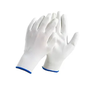 白色PU白色涤纶外壳轻质安全花园手套