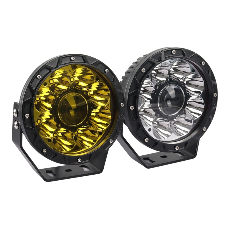 2023 New High Power 7'' 60W White Amber Yellow LED Work Light 6300LM Laser LED Driving Spot Light