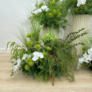 Nouvelle conception de chemin de table en fleurs vertes faites à la main, orchidée blanche, arrangement floral pour allée, <span class=keywords><strong>d</strong></span>écoration intérieure pour événement de mariage - Product Image 4