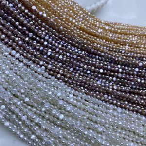 Collier de perles d'eau douce naturelles Aurora White de 3-4 mm, perles de riz, goutte d'eau, perles en vrac pour bricolage, produit semi-fini - Product Image 4