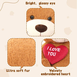 Eş, Sevgiliye, Aşk Duygusu Destekleyici, Aşk Sembolü, Düğün Hediyesi Olarak En Çok Satan Sevgililer Günü Peluş Oyuncak Ayı (Kalpli) - Product Image 3