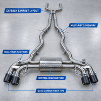 Système d'échappement Catback en acier inoxydable Valvetronic pour M5 F90 S63 4.4T avec embouts en fibre de carbone, 1 pièce