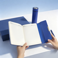 Carnets personnalisés A5 en cuir PU à couverture rigide avec couverture en lin/PP, logo personnalisé, agenda scolaire et journal – Coffret cadeau d'affaires