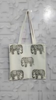 Sac fourre-tout élégant en toile imprimée motif éléphant, forme oreiller, deux poignées, bandoulière, écologique, pliable, 16 pouces, pour voyage