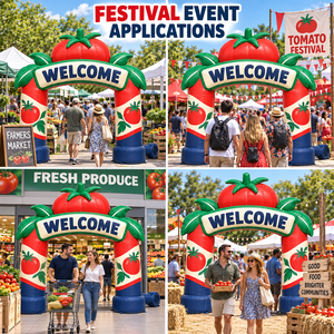 Arche gonflable personnalisée pour festival <span class=keywords><strong>de</strong></span> tomates avec feuilles <span class=keywords><strong>de</strong></span> <span class=keywords><strong>tomate</strong></span> pour marché agricole, événement alimentaire, entrée extérieure, promotion <span class=keywords><strong>de</strong></span> marque, vente en gros - Product Image 2