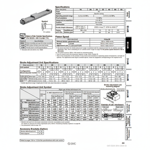 Catégorie de produit Cylindre sans tige pneumatique SMC MY1M16-450 cylindres mécaniquement articulés - Product Image 1
