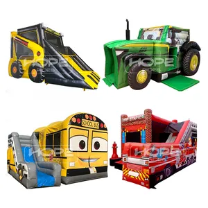 PVC Fire Station Firehouse Sport Game Jumping Castle Wet Dry Slide Combo Bounce House Inflatable Bouncer With Air Blower