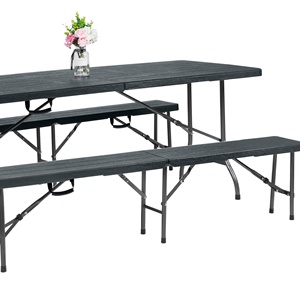 Juego de mesa y banco de cerveza con efecto madera, color negro, <span class=keywords><strong>2022</strong></span> - Product Image 1