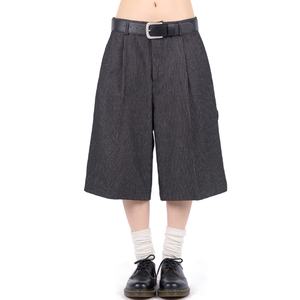 Shorts plissés pour hommes en coton 100% style streetwear hip-hop, multi-poches, logo personnalisé, classiques, rayés noirs, vente en gros - Product Image 5